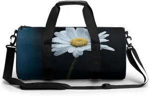Sport Gym Duffle Travel Bag for Women Men Overnight Weekender Bag with Shoe Compartment,Wet Pocket Single Daisy Flower