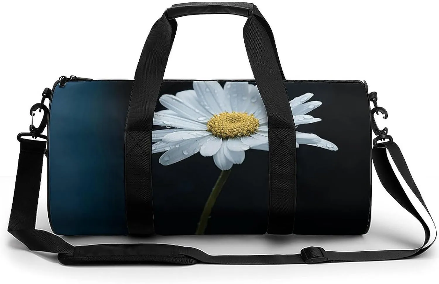 Sport Gym Duffle Travel Bag for Women Men Overnight Weekender Bag with Shoe Compartment,Wet Pocket Single Daisy Flower