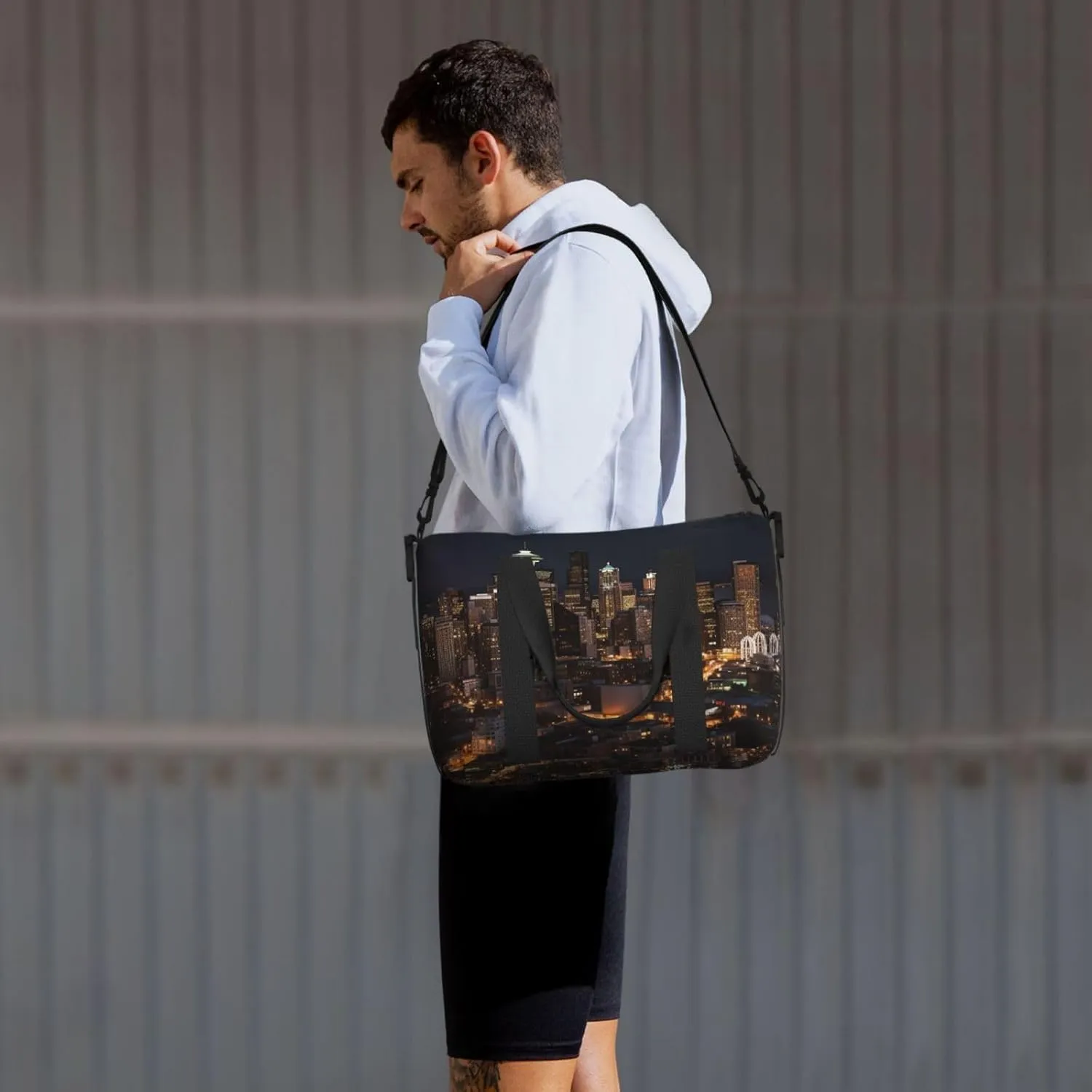 Sports Gym Bag for Women Men Travel Duffel Bag Tote City Seattle Weekender Bag Canvas Carry on Overnight Bag for Travel Swimming Fitness Workout Sports Duffle Bag