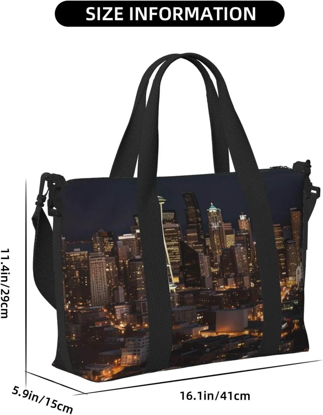 Sports Gym Bag for Women Men Travel Duffel Bag Tote City Seattle Weekender Bag Canvas Carry on Overnight Bag for Travel Swimming Fitness Workout Sports Duffle Bag