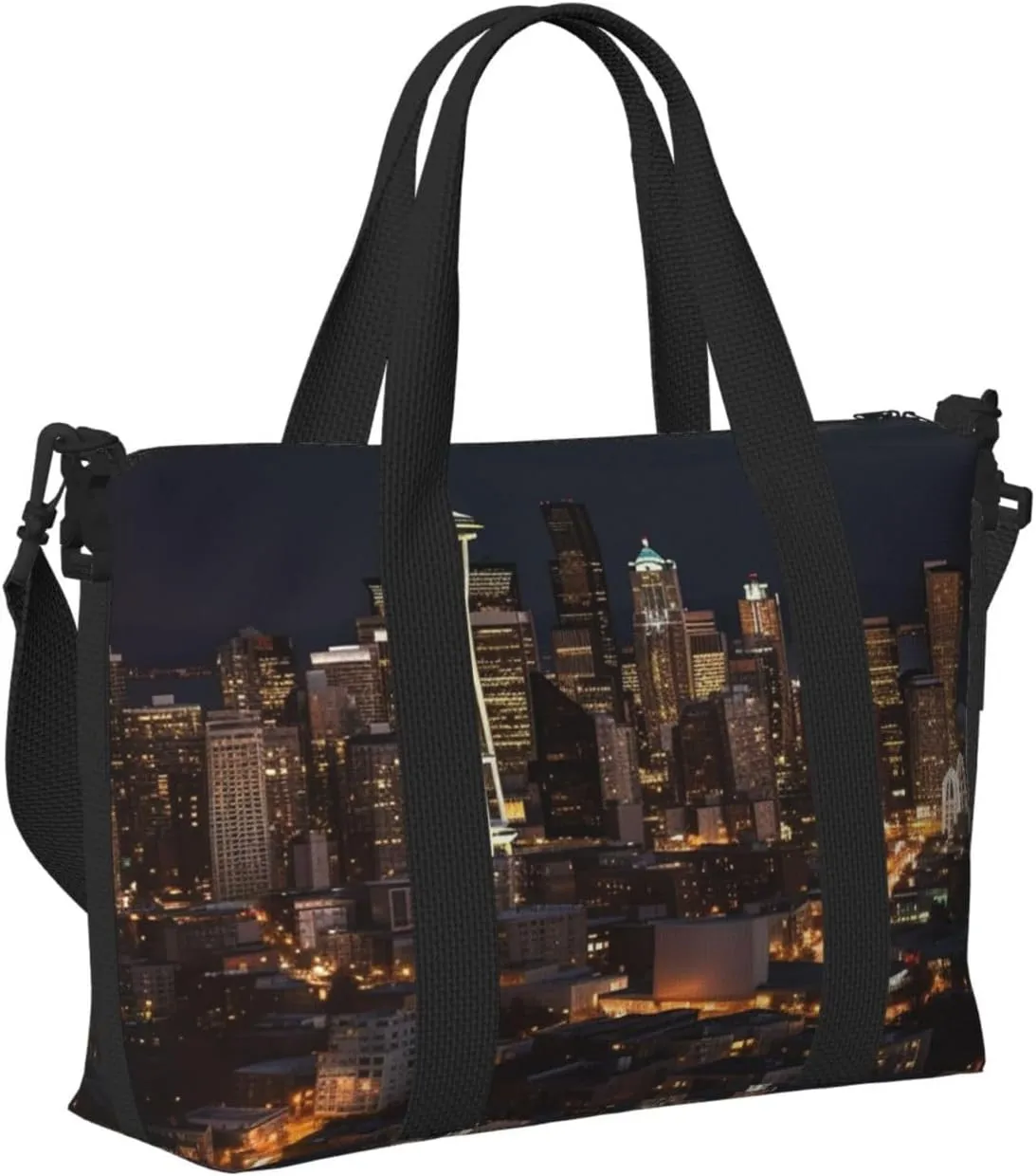 Sports Gym Bag for Women Men Travel Duffel Bag Tote City Seattle Weekender Bag Canvas Carry on Overnight Bag for Travel Swimming Fitness Workout Sports Duffle Bag