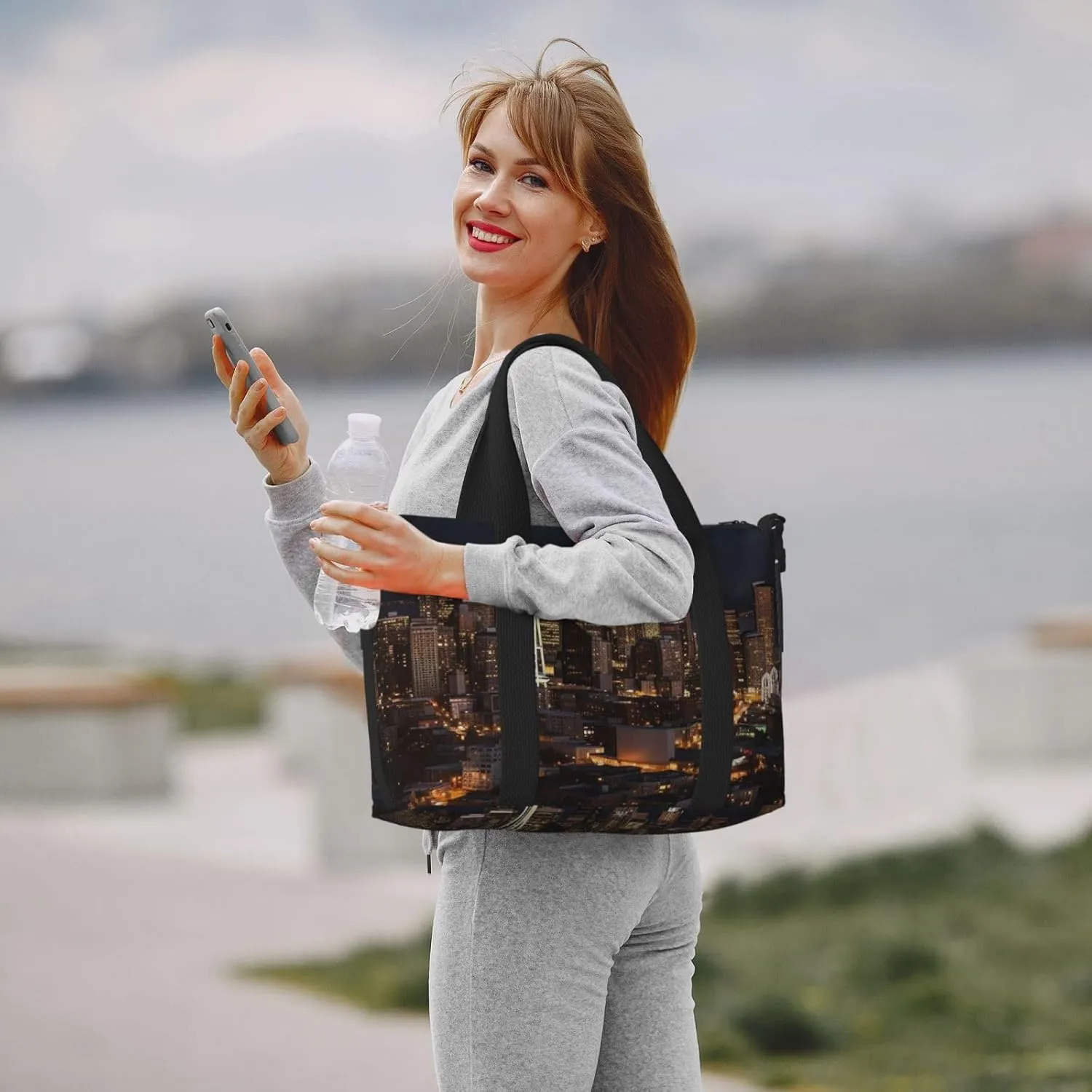 Sports Gym Bag for Women Men Travel Duffel Bag Tote City Seattle Weekender Bag Canvas Carry on Overnight Bag for Travel Swimming Fitness Workout Sports Duffle Bag