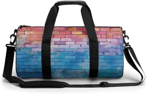 Sports Gym Bag for Women Men Travel Duffel Bag Tote Weekender Bag Colorful Brick Wall1 Carry on Overnight Bag for Travel Swimming Fitness Workout Sports Duffle Bag