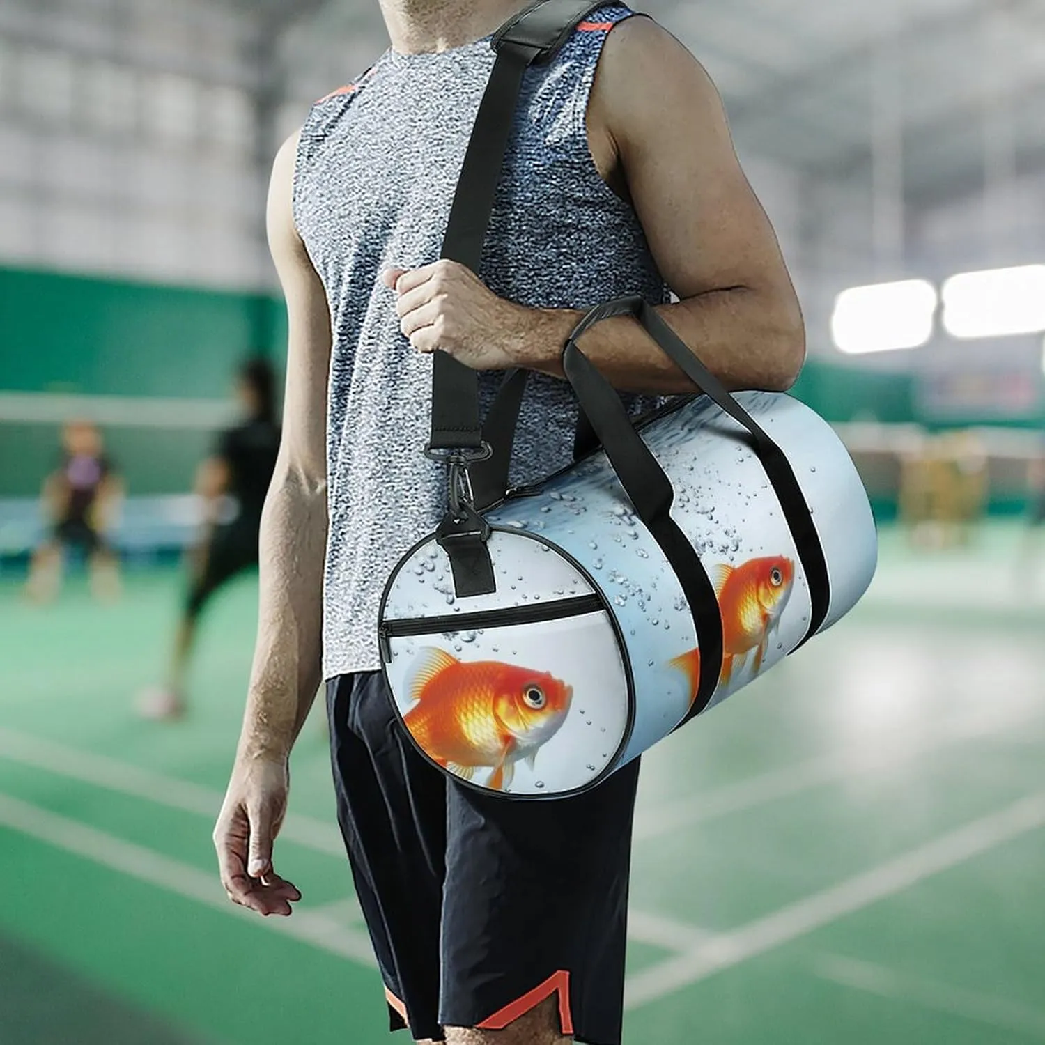 Sports Gym Bag for Women Men Travel Duffel Bag Tote Weekender Bag Fish In Water Carry on Overnight Bag for Travel Swimming Fitness Workout Sports Duffle Bag