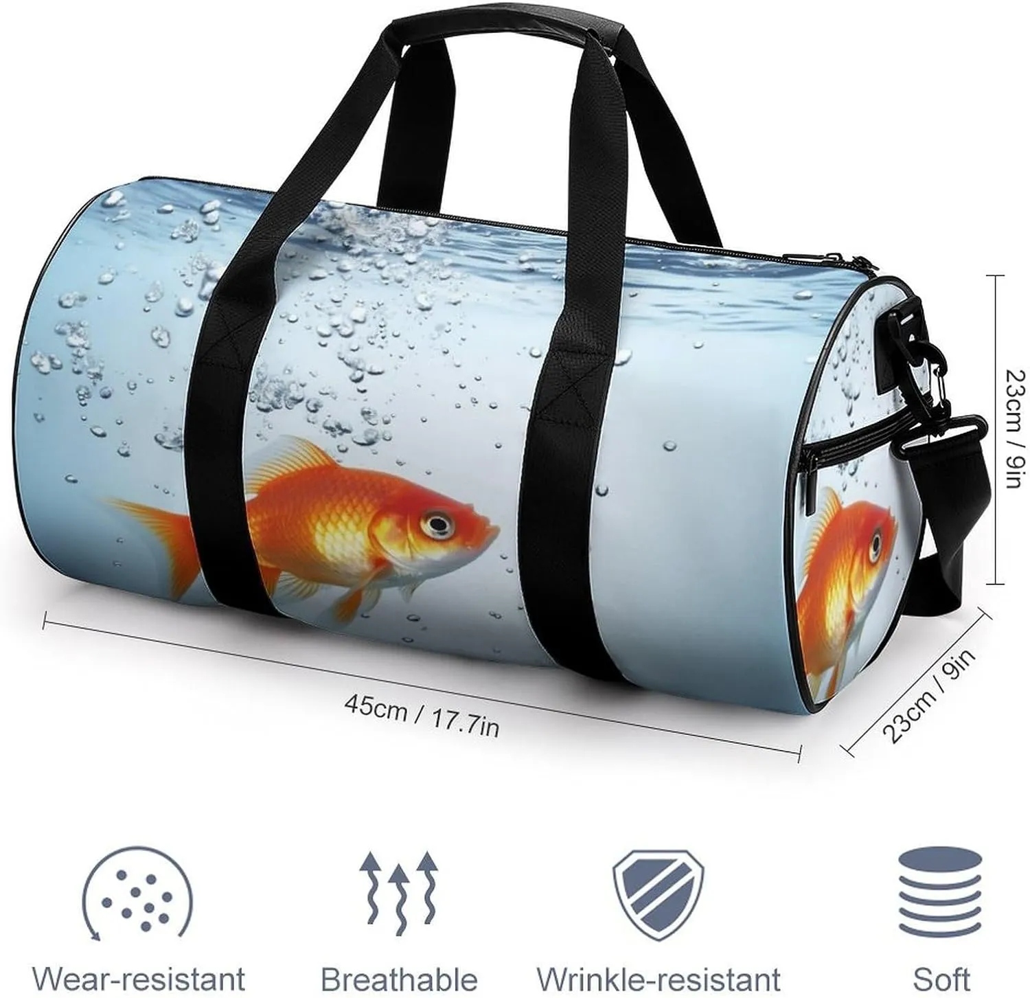 Sports Gym Bag for Women Men Travel Duffel Bag Tote Weekender Bag Fish In Water Carry on Overnight Bag for Travel Swimming Fitness Workout Sports Duffle Bag