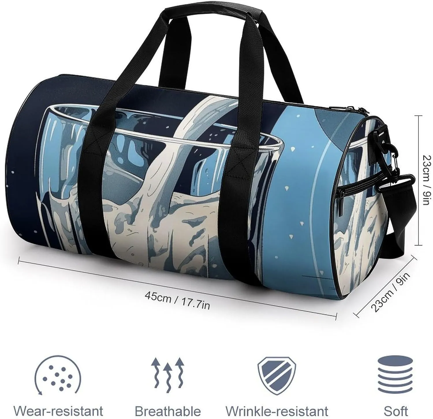 Sports Gym Bag for Women Men Travel Duffel Bag Tote Weekender Bag Glass of Milk Carry on Overnight Bag for Travel Swimming Fitness Workout Sports Duffle Bag
