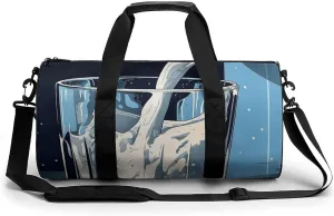 Sports Gym Bag for Women Men Travel Duffel Bag Tote Weekender Bag Glass of Milk Carry on Overnight Bag for Travel Swimming Fitness Workout Sports Duffle Bag