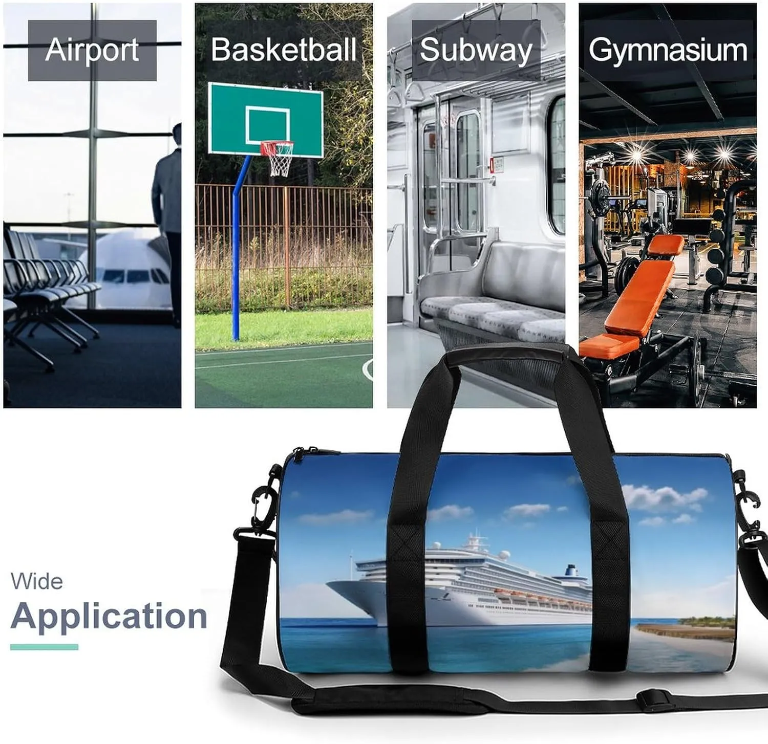 Sports Gym Bag for Women Men Travel Duffel Bag Tote Weekender Bag Seaside Cruise Ship Carry on Overnight Bag for Travel Swimming Fitness Workout Sports Duffle Bag