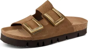 Spring Step NESCONSET Women's Slip-On Sandals - Moldable Footbed, Adjustable Hook and Loop Straps, Antique Finished Buckles