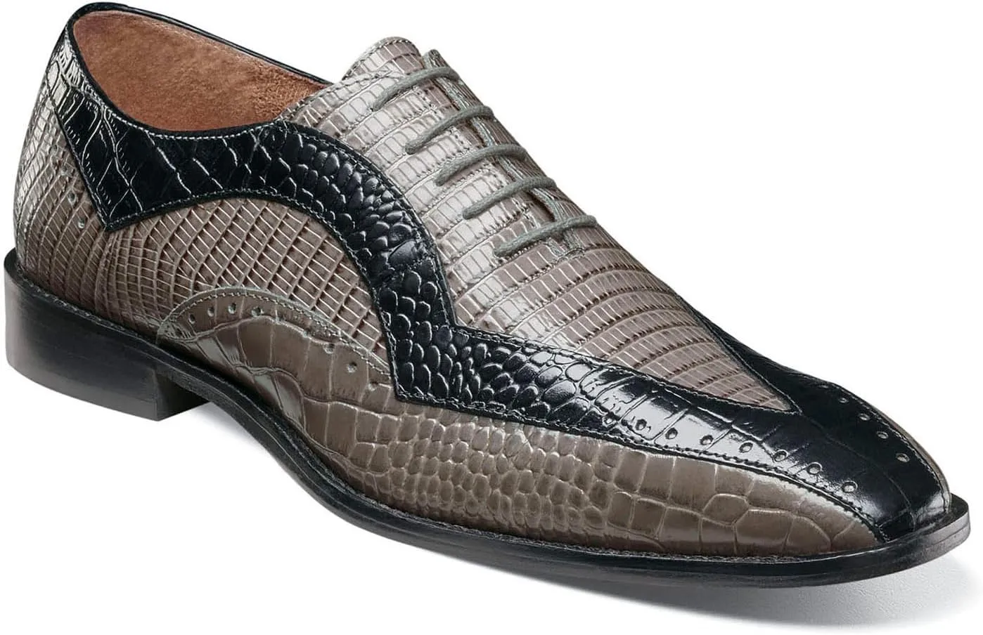 Stacy Adams Men's Tallero Lace Up Oxford, Black/Gray, 9.5 Wide