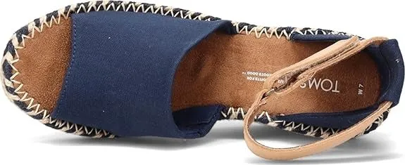 Strap Heel Ankle Marisol Toe Navy Wedge Buy-one-get-one Open Innovative functionality Leather Sandals Toms Canvas