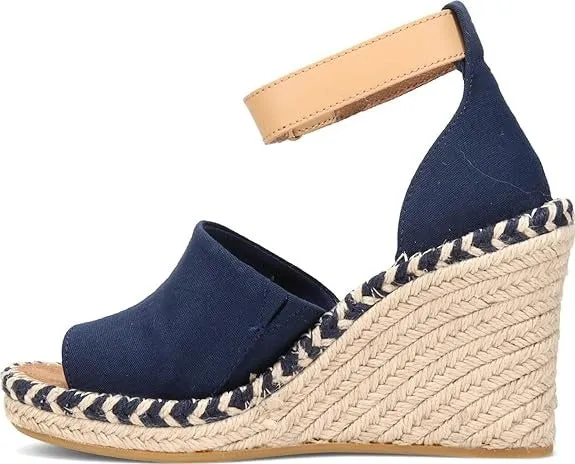 Strap Heel Ankle Marisol Toe Navy Wedge Buy-one-get-one Open Innovative functionality Leather Sandals Toms Canvas