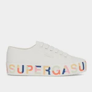 Superga Womens 2740 Lettering Sneaker White/Multi _ 180129 _ White