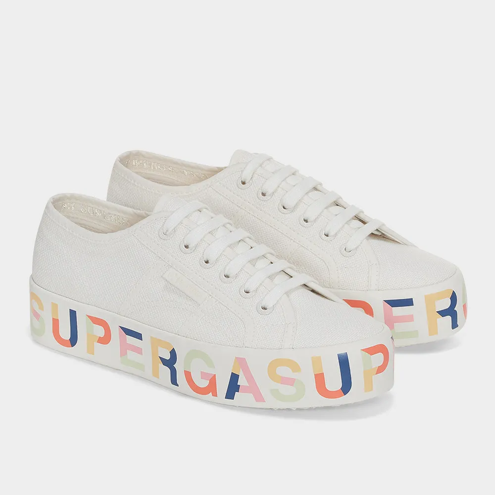 Superga Womens 2740 Lettering Sneaker White/Multi _ 180129 _ White