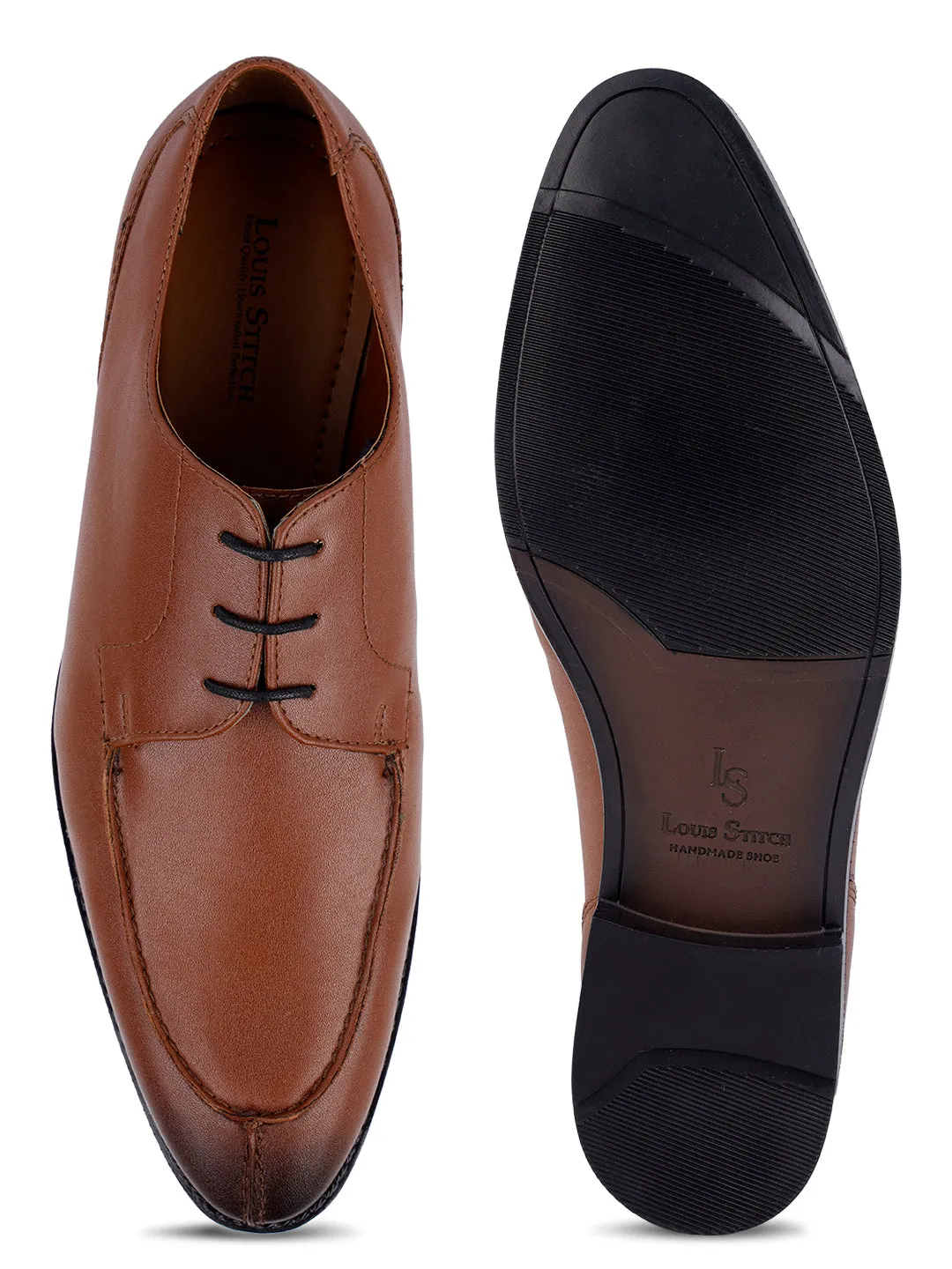 Tan Handcrafted Derby Laceups Shoes