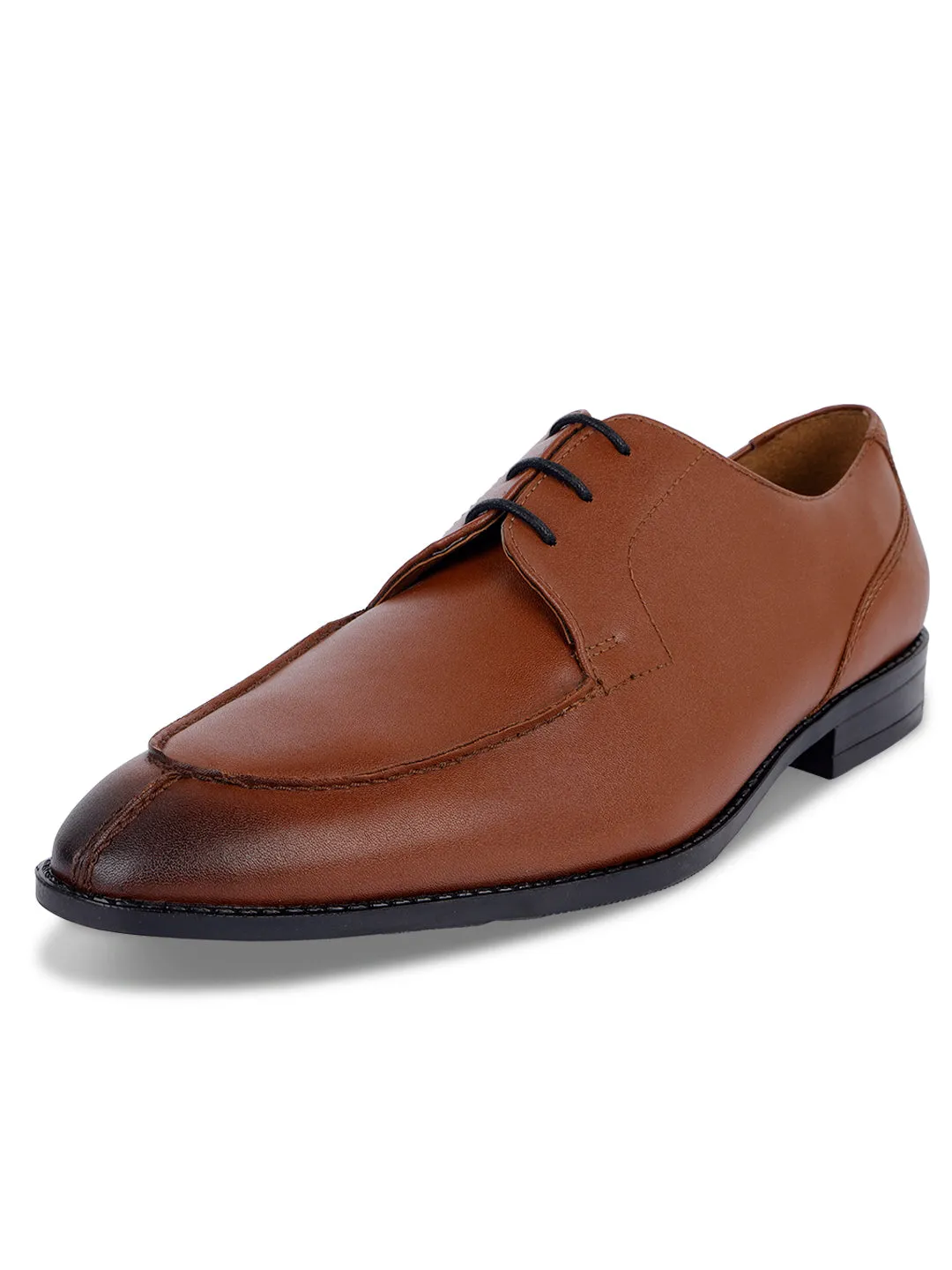 Tan Handcrafted Derby Laceups Shoes