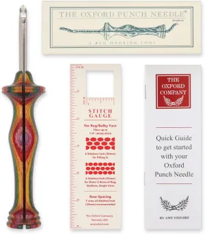 The Oxford Punch Needle #8 (1/2 inch Loop) Regular Point Punch Needle | Patented Design | Ergonomic Colorful Symfonie Wood Handle | Electropolished Steel Tip | Ideal for Rug Hooking