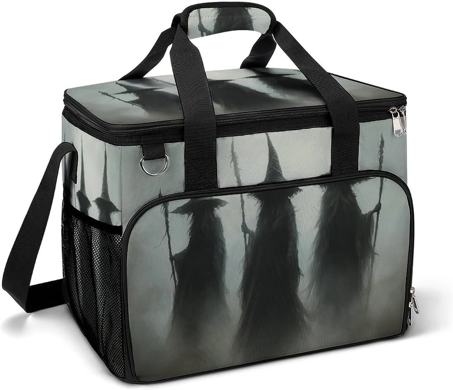 Three Dark Witches Holding Wands Camping Cooler Bags Insulated Beach Cooler Portable Leak Proof Camping Cooler with Shoulder Strap