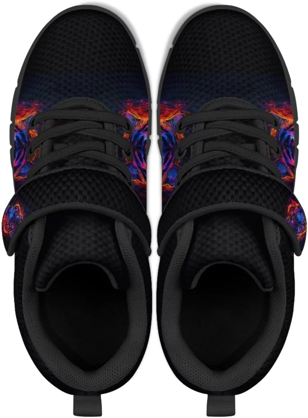 Tiger Print Kids Barefoot Shoes for Little Boys Winter Ankle Running Athletic Walking Strap Sneakers