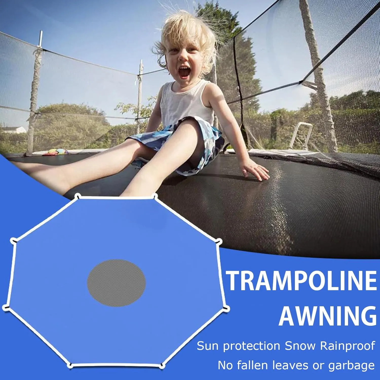 Trampoline Shade Cover, Sun-Protection Trampoline Canopy, Easy to Install, Backyard Playground Anti-UV Trampolines Sunshade