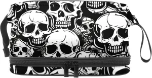 Travel Toiletry Bag,Small Makeup Bag,Vintage Black White Skull,Make up Bags for Women