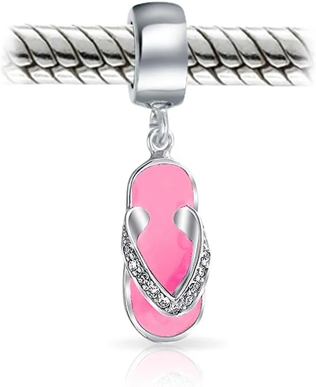 Tropical Vacation Lounge Chair Cocktail Drink Bird Parrot Swimmer Goggles Sunglasses Flip Flop Sandal Pineapple Beach Palm Tree Charm Bead For Women Teen .925 Sterling Silver Fits European Bracelet
