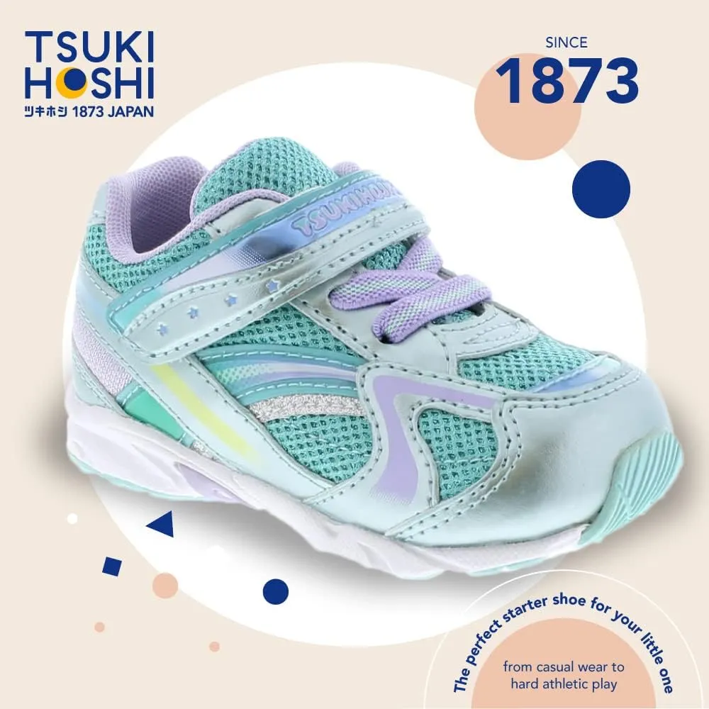 TSUKIHOSHI 3537 GLITZ Strap-Closure Machine-Washable Child Sneaker Shoe with Wide Toe Box and Slip-Resistant, Non-Marking Outsole - For Toddlers and Little Kids, Ages 1-8