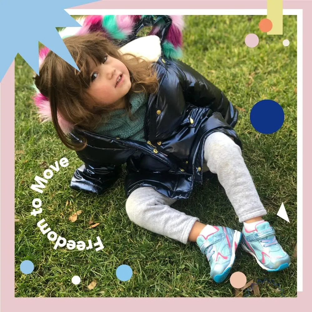 TSUKIHOSHI 3537 GLITZ Strap-Closure Machine-Washable Child Sneaker Shoe with Wide Toe Box and Slip-Resistant, Non-Marking Outsole - For Toddlers and Little Kids, Ages 1-8