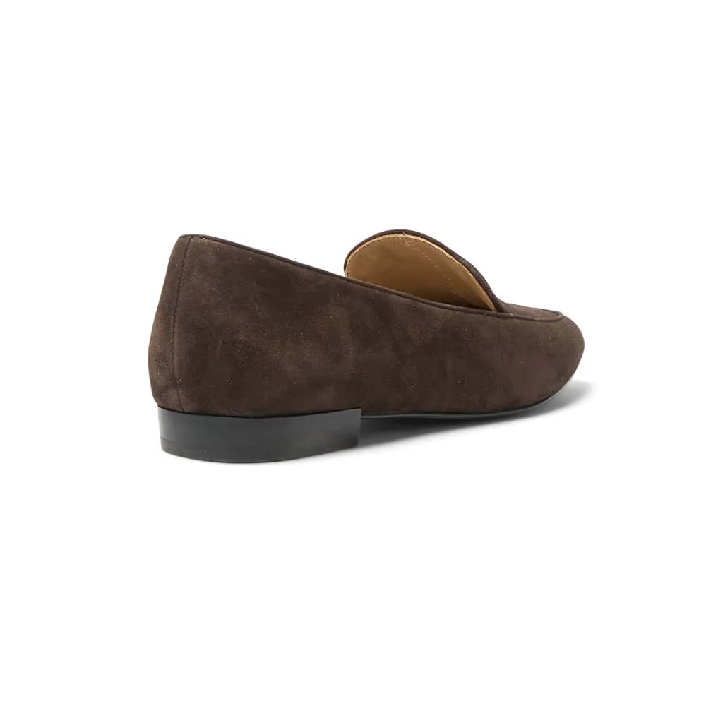 Tuxedo Loafer in Chocolate Suede Suede