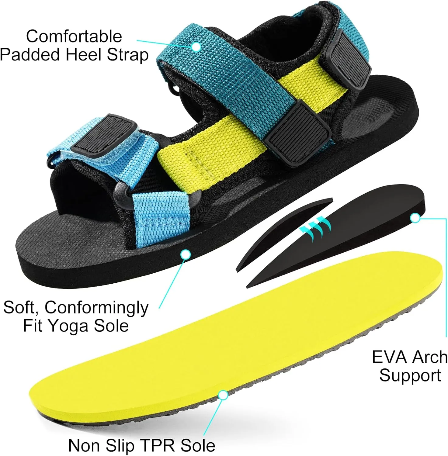 Unisex-Child Big Kids Sandals Adjustable Straps Slip on Athletic Sandals Outdoor Casual Shoes