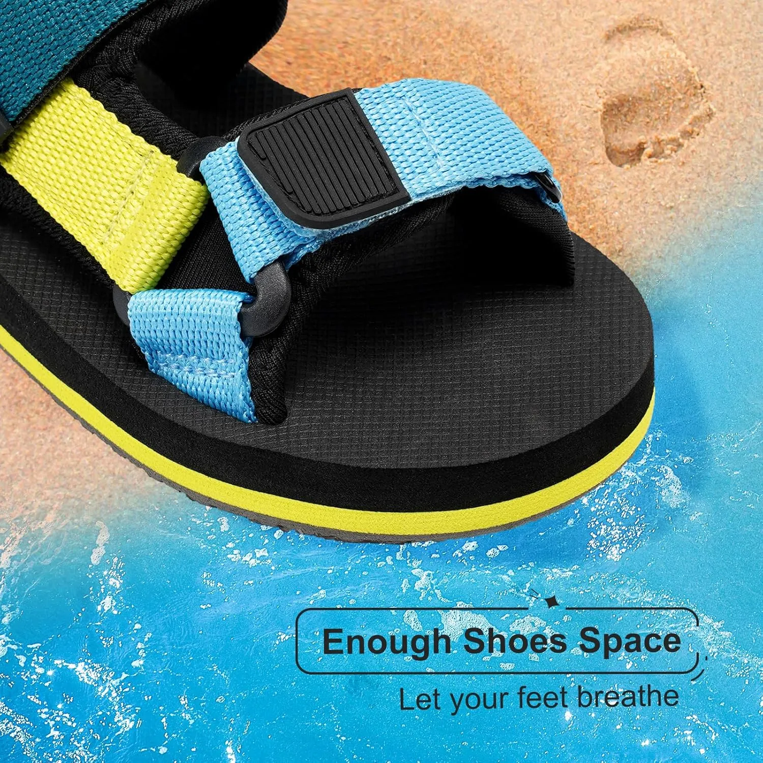Unisex-Child Big Kids Sandals Adjustable Straps Slip on Athletic Sandals Outdoor Casual Shoes
