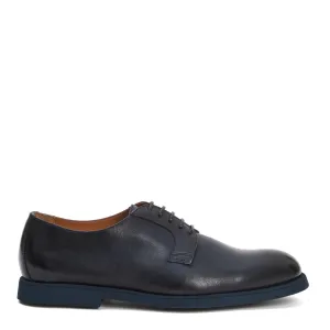 Unlined Blue Leather Lace-Up