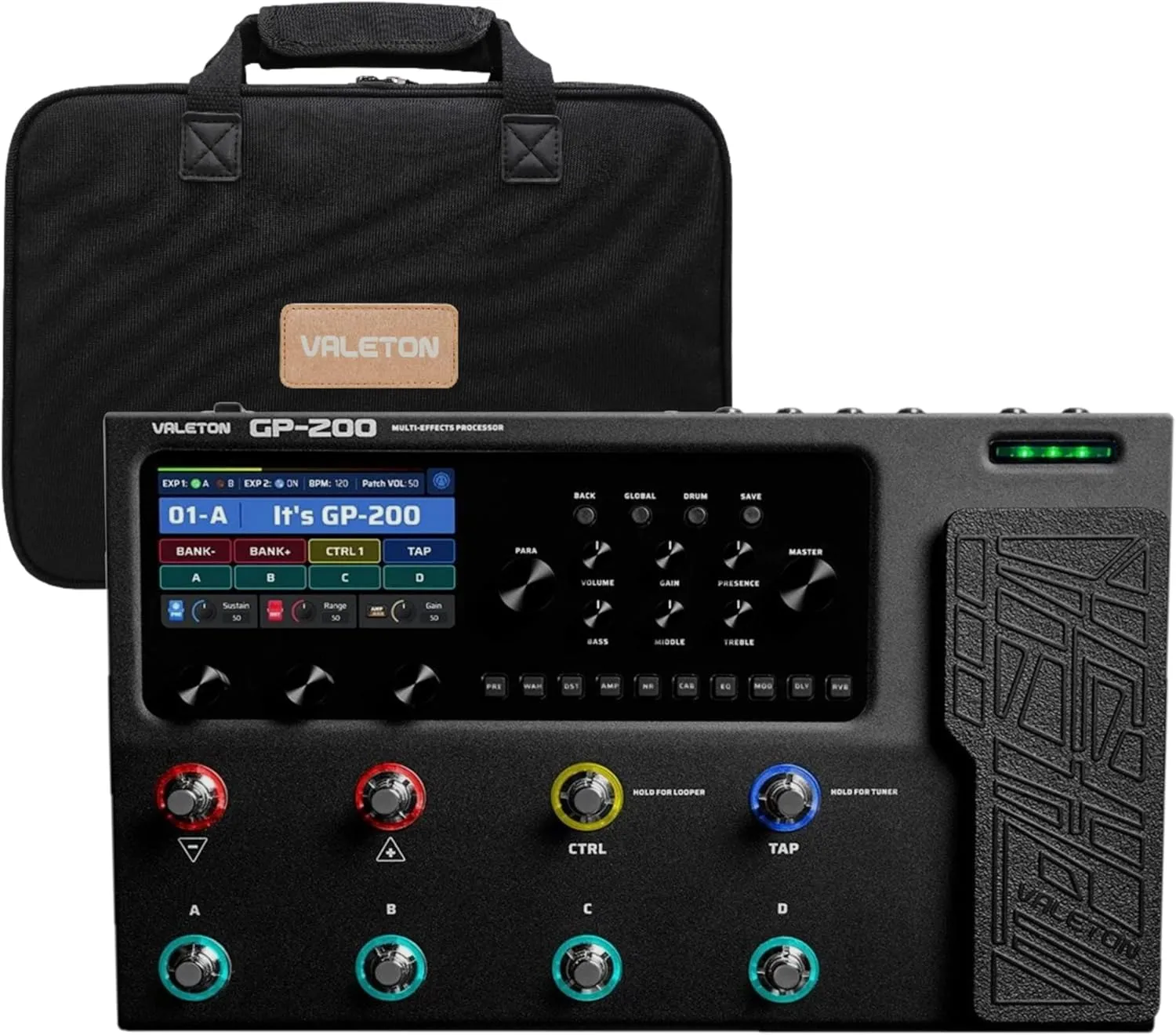 Valeton GP200 Multi Effects Processor   Gig Bag Black Bundle