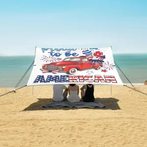 Veterans Day Truck Beach Camping Tent Sun Shelter for Whole Family, Patriotic America Beach Shade Canopy with UPF50  UV Protection,Easy Set Up and Carry,Outdoor Shade for Trips, Fishing, Backyar