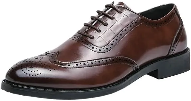 Vintage Height Increase Dress Shoes Spring Men Breathable Lace-Up Loafers Classic Comfortable Business Leather Shoes