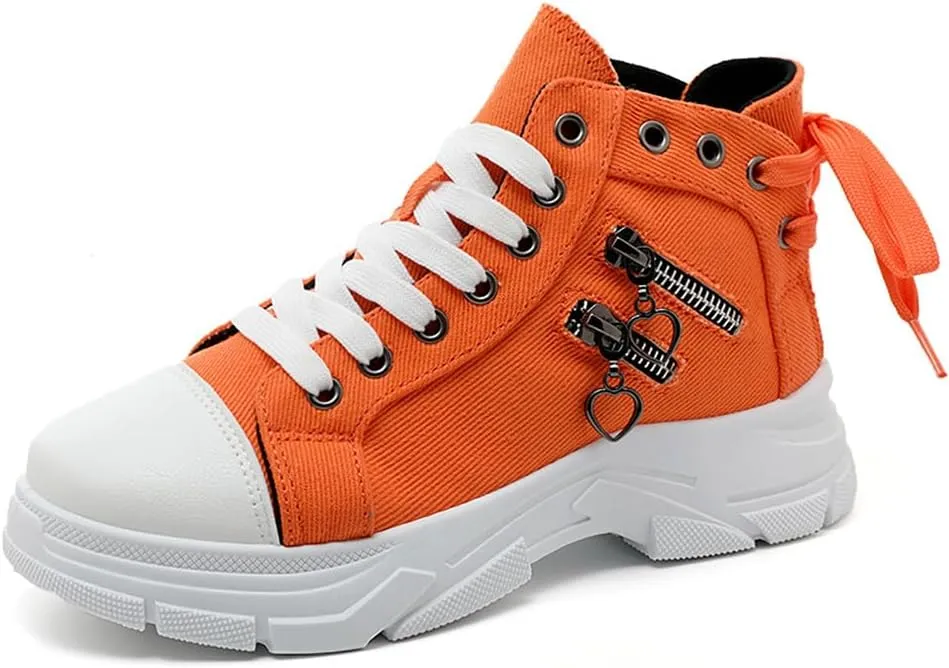 VV87 Women's Casual Canvas Air Cushion Sneakers High top Thick Sole Jogging Walking Shoes