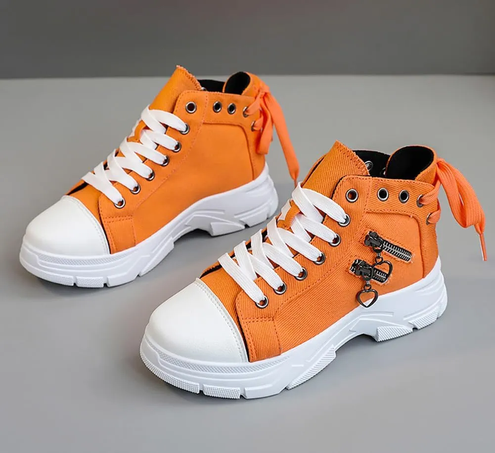 VV87 Women's Casual Canvas Air Cushion Sneakers High top Thick Sole Jogging Walking Shoes