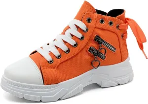 VV87 Women's Casual Canvas Air Cushion Sneakers High top Thick Sole Jogging Walking Shoes
