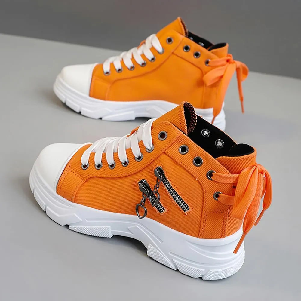 VV87 Women's Casual Canvas Air Cushion Sneakers High top Thick Sole Jogging Walking Shoes