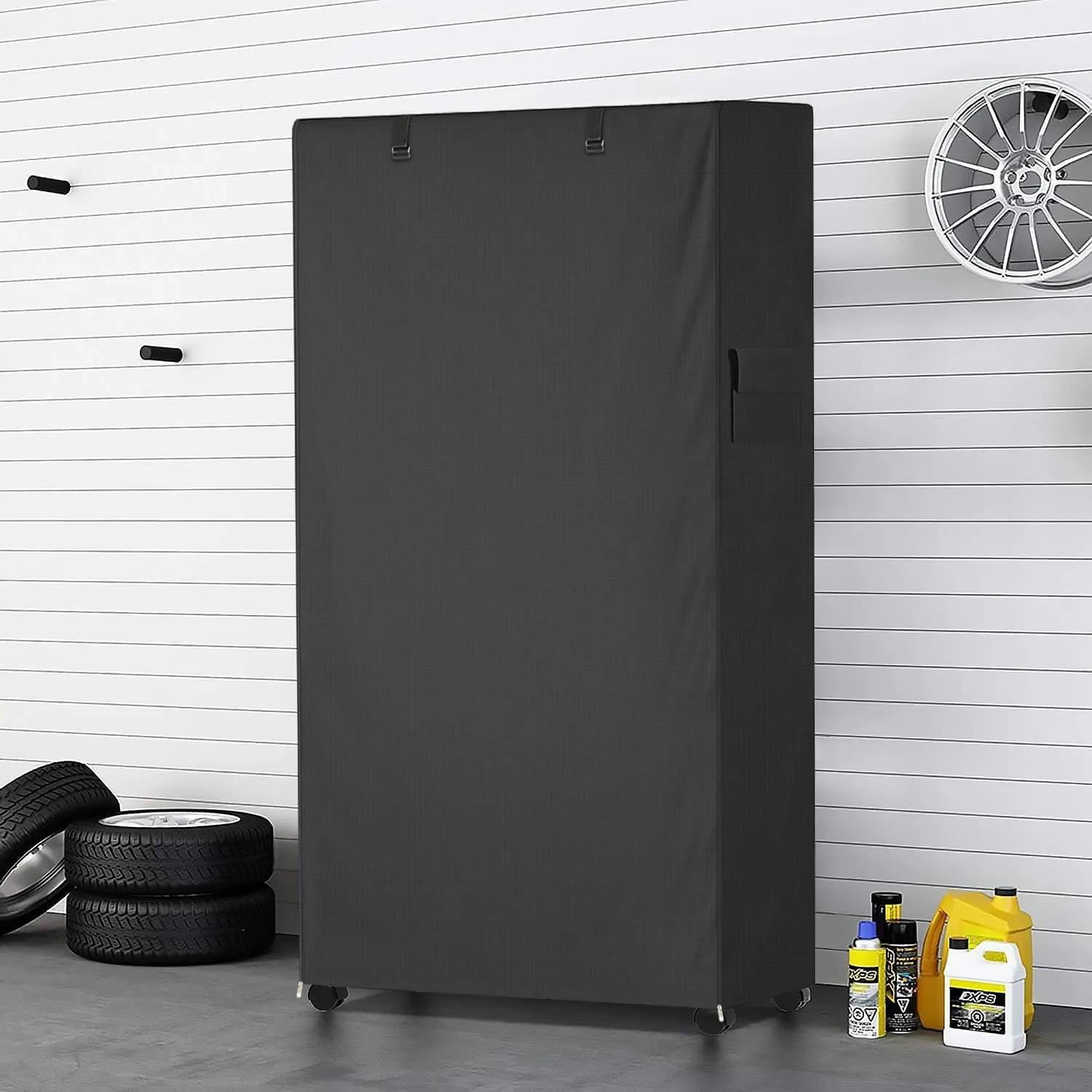 Waterproof Shelf Cover,600D Heavy Duty Dustproof Storage Wire Rack Covers,Outdoor Shelving Covers for Wire Shelves with Zipper 48''x20''x72'',Black.