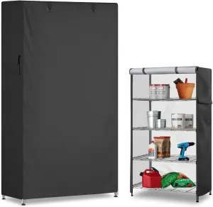 Waterproof Shelf Cover,600D Heavy Duty Dustproof Storage Wire Rack Covers,Outdoor Shelving Covers for Wire Shelves with Zipper 48''x20''x72'',Black.