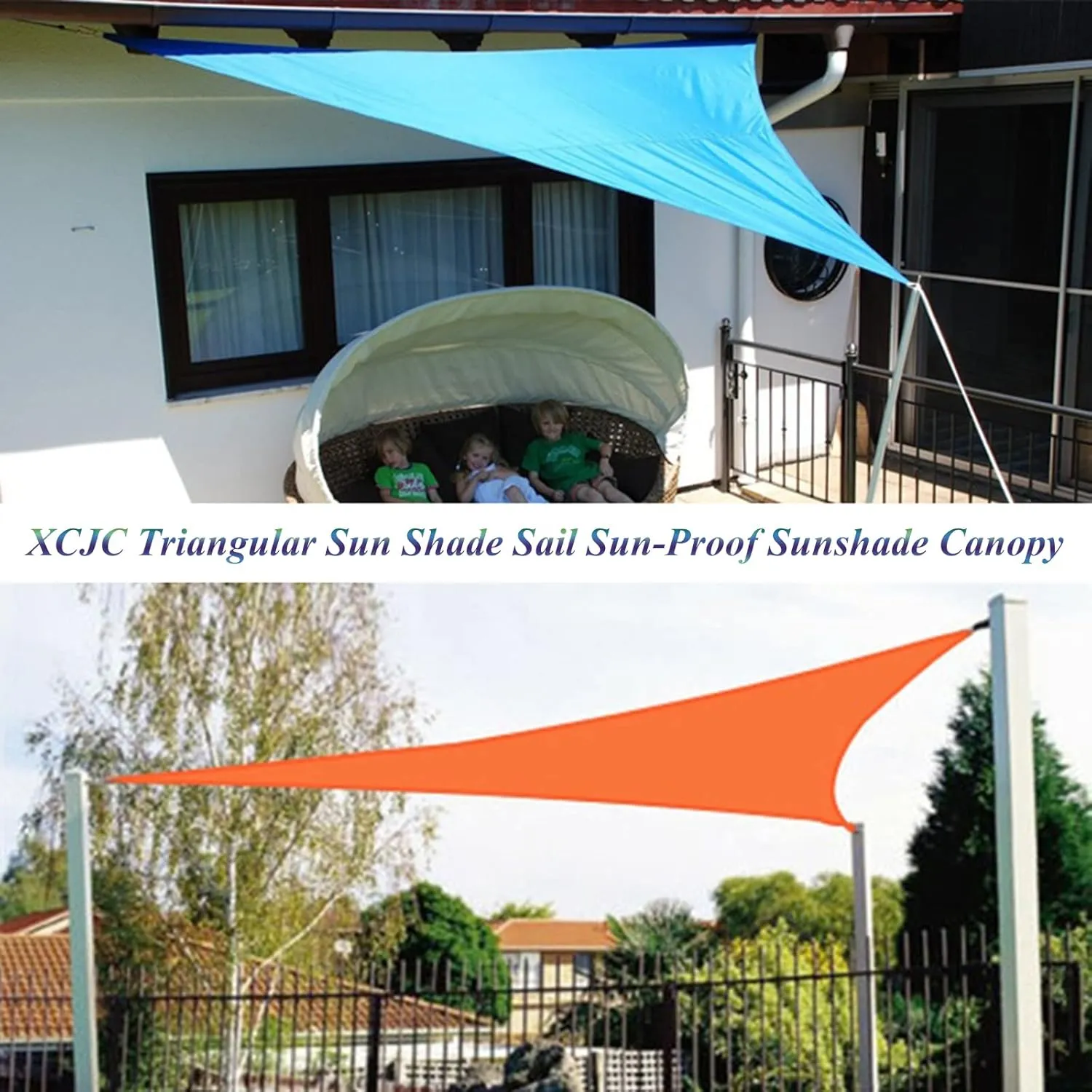 Waterproof Sun Shade Sail Triangle, Sunshades for Backyard, Heavy Duty Shade Cloth, Breathable Sunshade Cloth for Patio Backyard Lawn Outdoor Activities (I 6x6x6m)