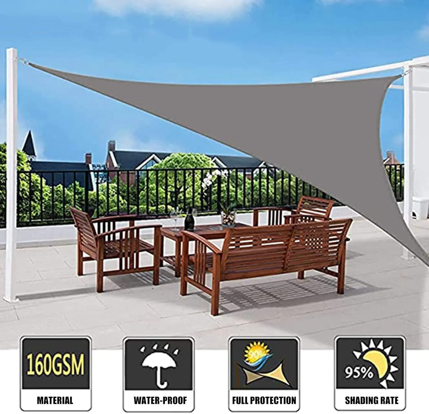 Waterproof Sun Shade Sail Triangle, Sunshades for Backyard, Heavy Duty Shade Cloth, Breathable Sunshade Cloth for Patio Backyard Lawn Outdoor Activities (I 6x6x6m)