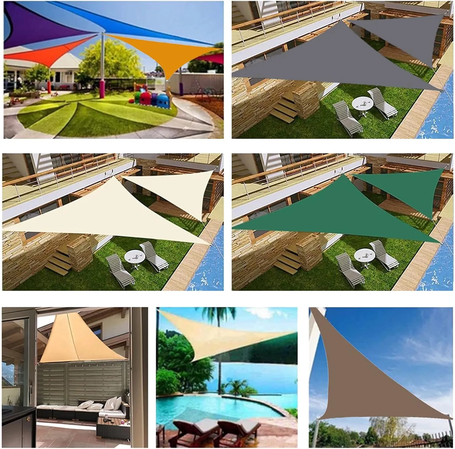 Waterproof Sun Shade Sail Triangle, Sunshades for Backyard, Heavy Duty Shade Cloth, Breathable Sunshade Cloth for Patio Backyard Lawn Outdoor Activities (I 6x6x6m)