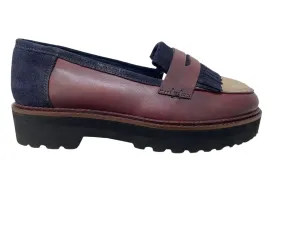 White Stuff Elva Chunky Leather Loafer in Navy Multi