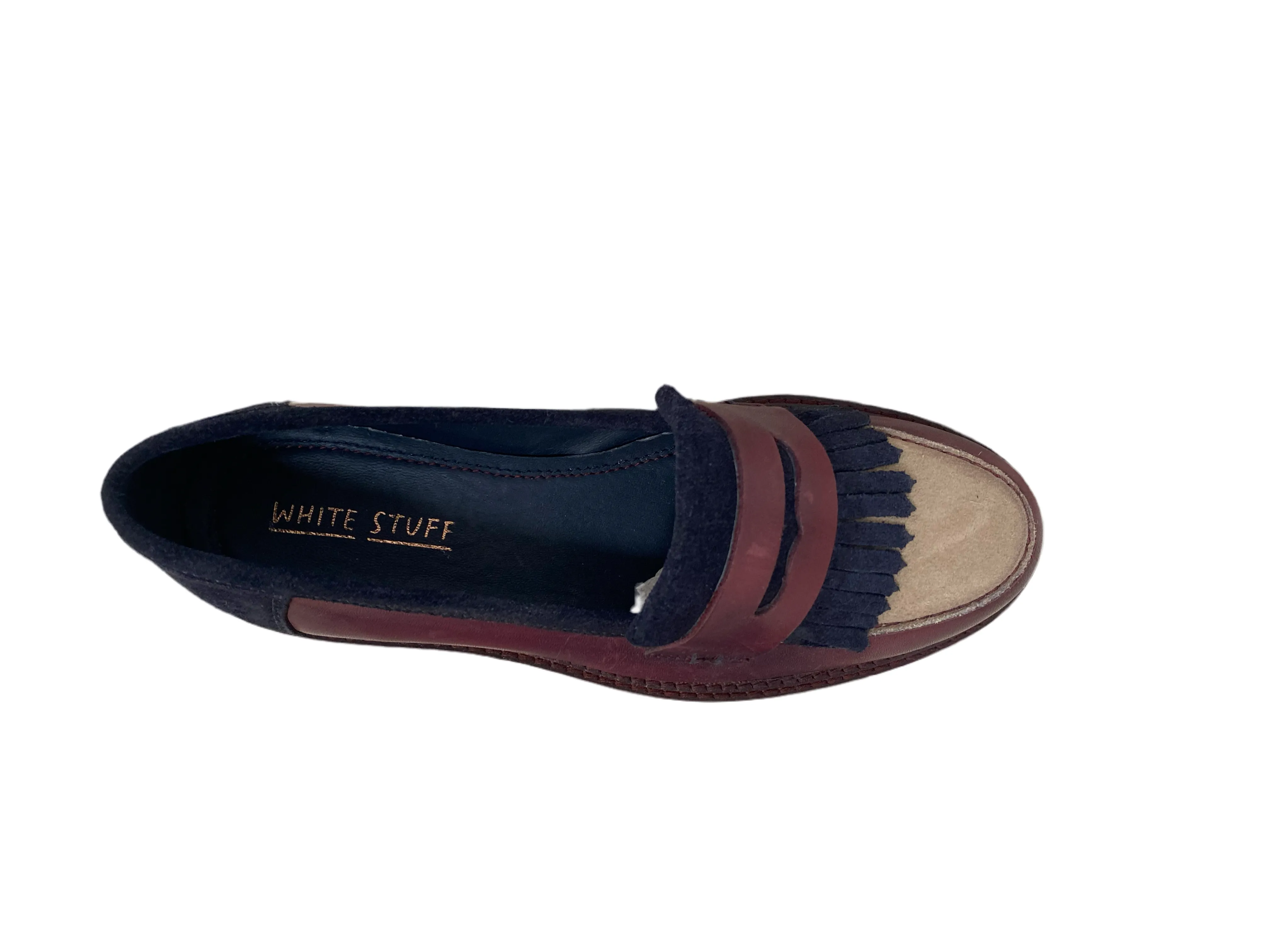 White Stuff Elva Chunky Leather Loafer in Navy Multi