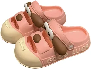 Women’s Cute Cartoon Dog Platform Clogs Non Slip EVA Outdoor Beach Pool Slide Summer Sandals Home Slippers Garden Shoes