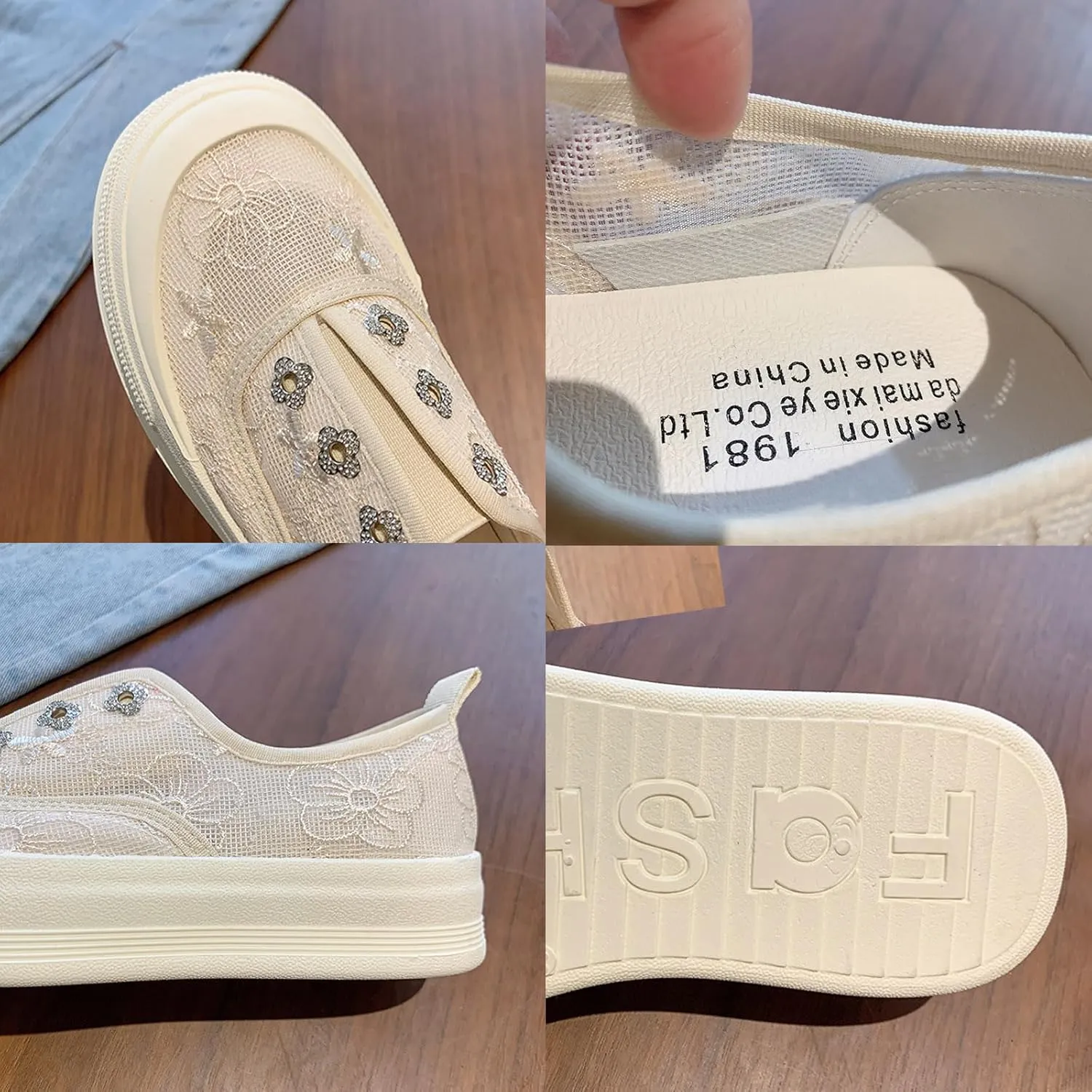 Women's Lace Mesh Platform Loafers Fashion Floral Embroidery Elastic Band Slip On Sneakers Casual Flat Increase Height Walking Shoes
