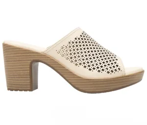 Women´s Leather Heel Slip-On Sandals 102920 Beige