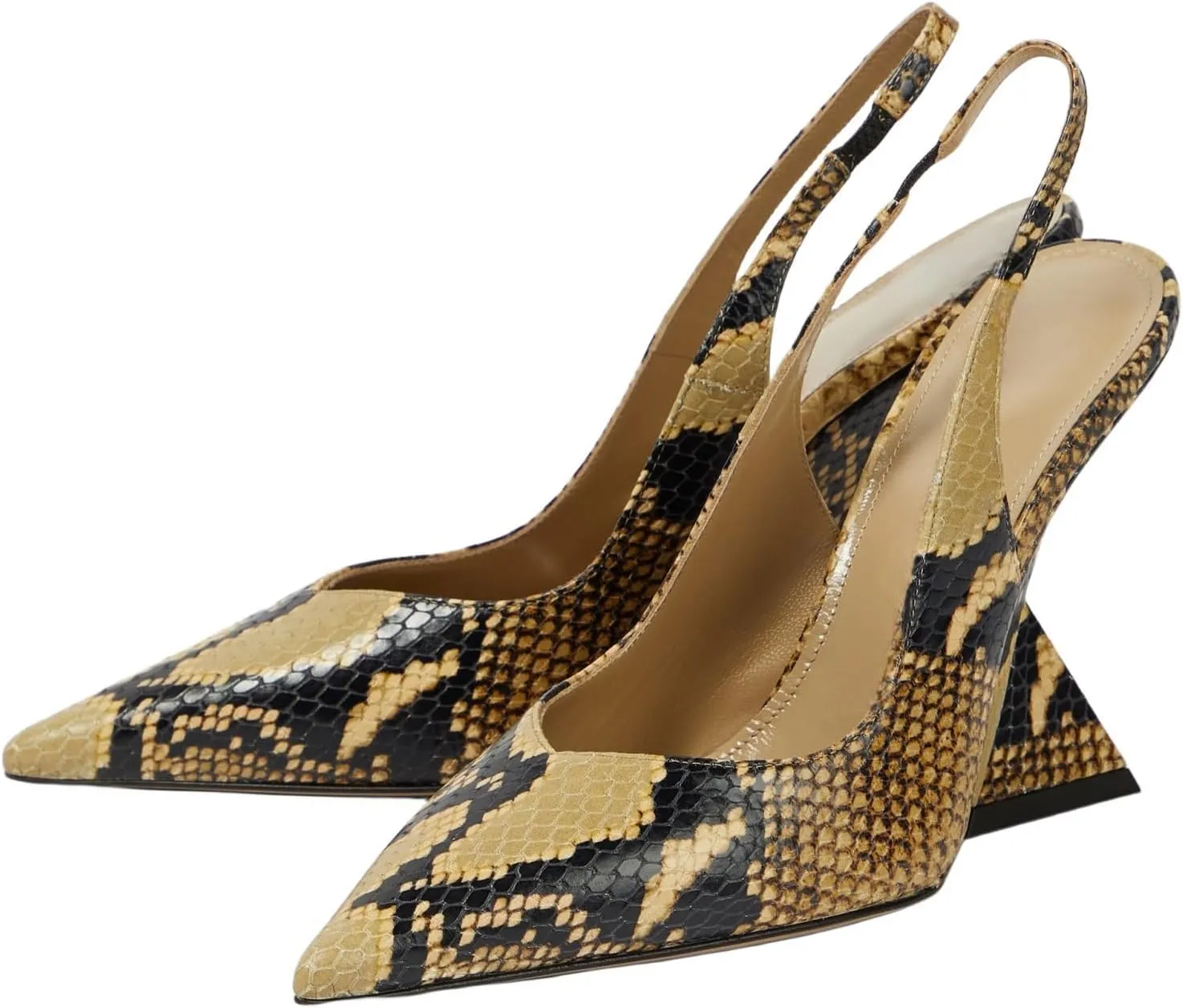 Women's Wedge Heeled Slingback Sandals Closed Pointed Toe Shaped Slope Heels Elastic Ankle Strap Slip On Pumps Ladies Casual Fashion Dress Shoes